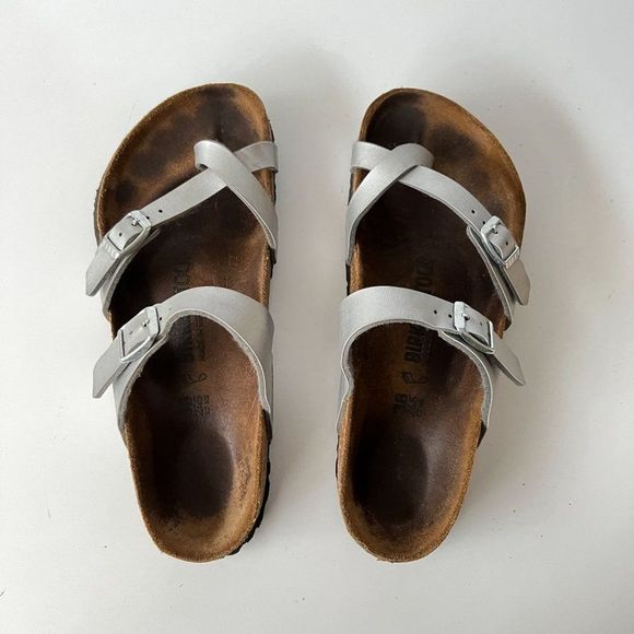 Birkenstock Shoes - Birkenstock Mayari Birko-Flor Sandals Silver Metallic Size 38 7-7.5 Regular